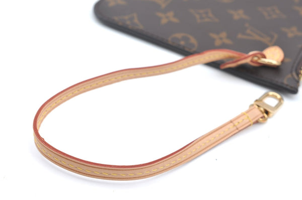 Authentic Louis Vuitton Monogram Neverfull Pouch Purse Clutch Bag LV K4411