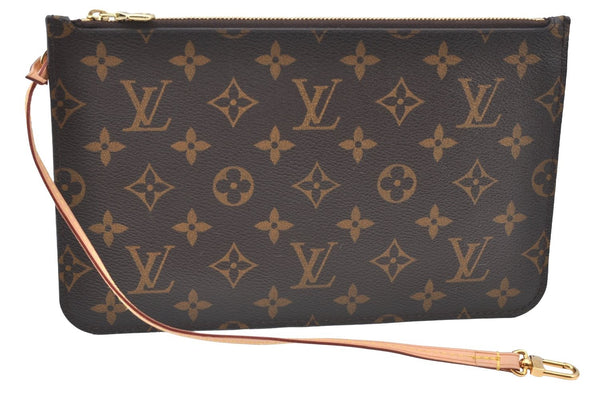 Authentic Louis Vuitton Monogram Neverfull Pouch Purse Clutch Bag LV K4419