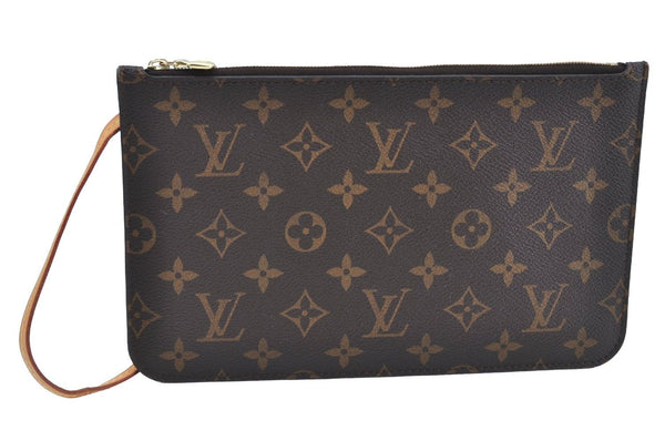 Authentic Louis Vuitton Monogram Neverfull Pouch Purse Clutch Bag LV K4421