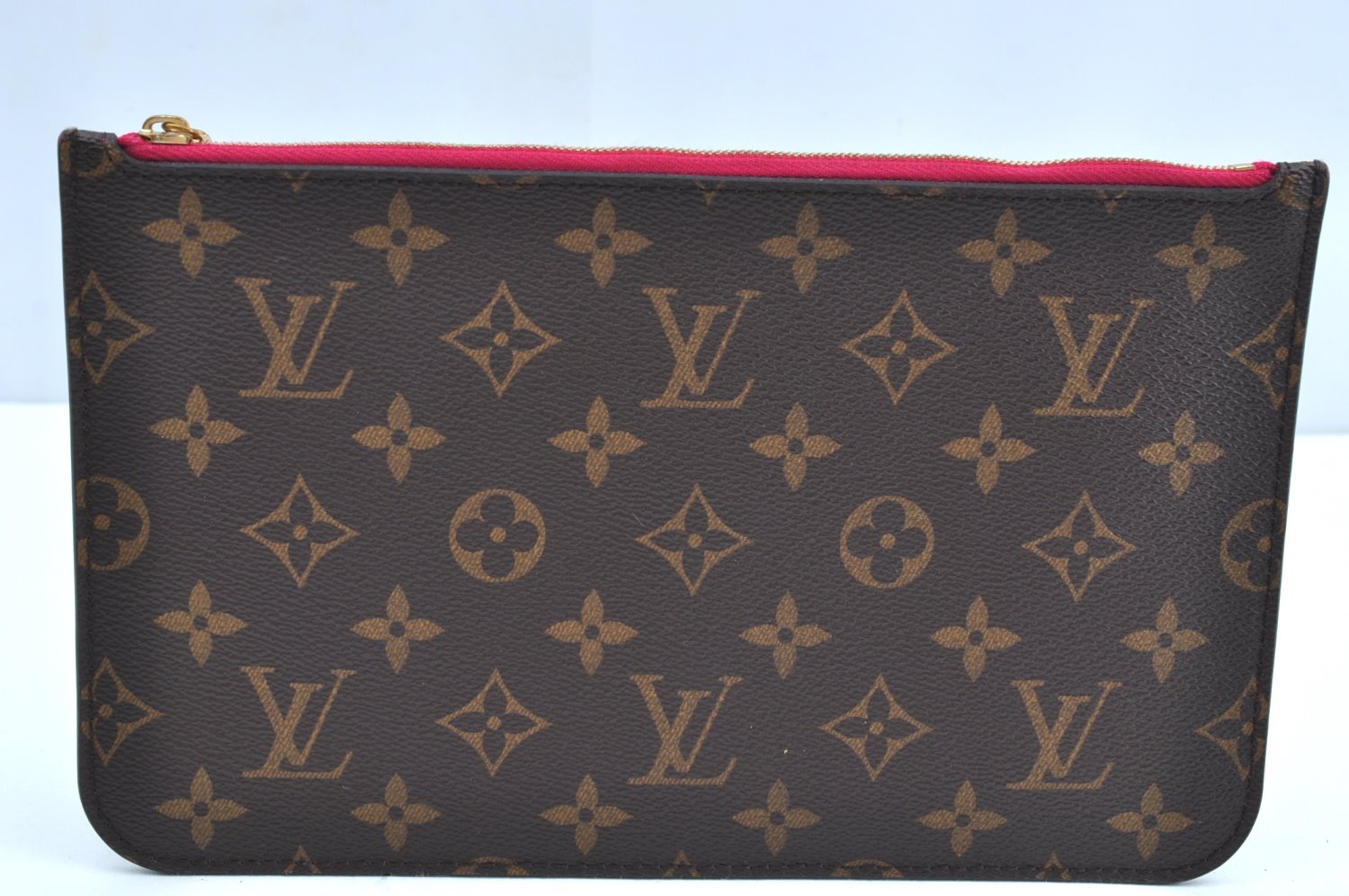 Authentic Louis Vuitton Monogram Neverfull Pouch Purse Clutch Bag Pink LV K4425