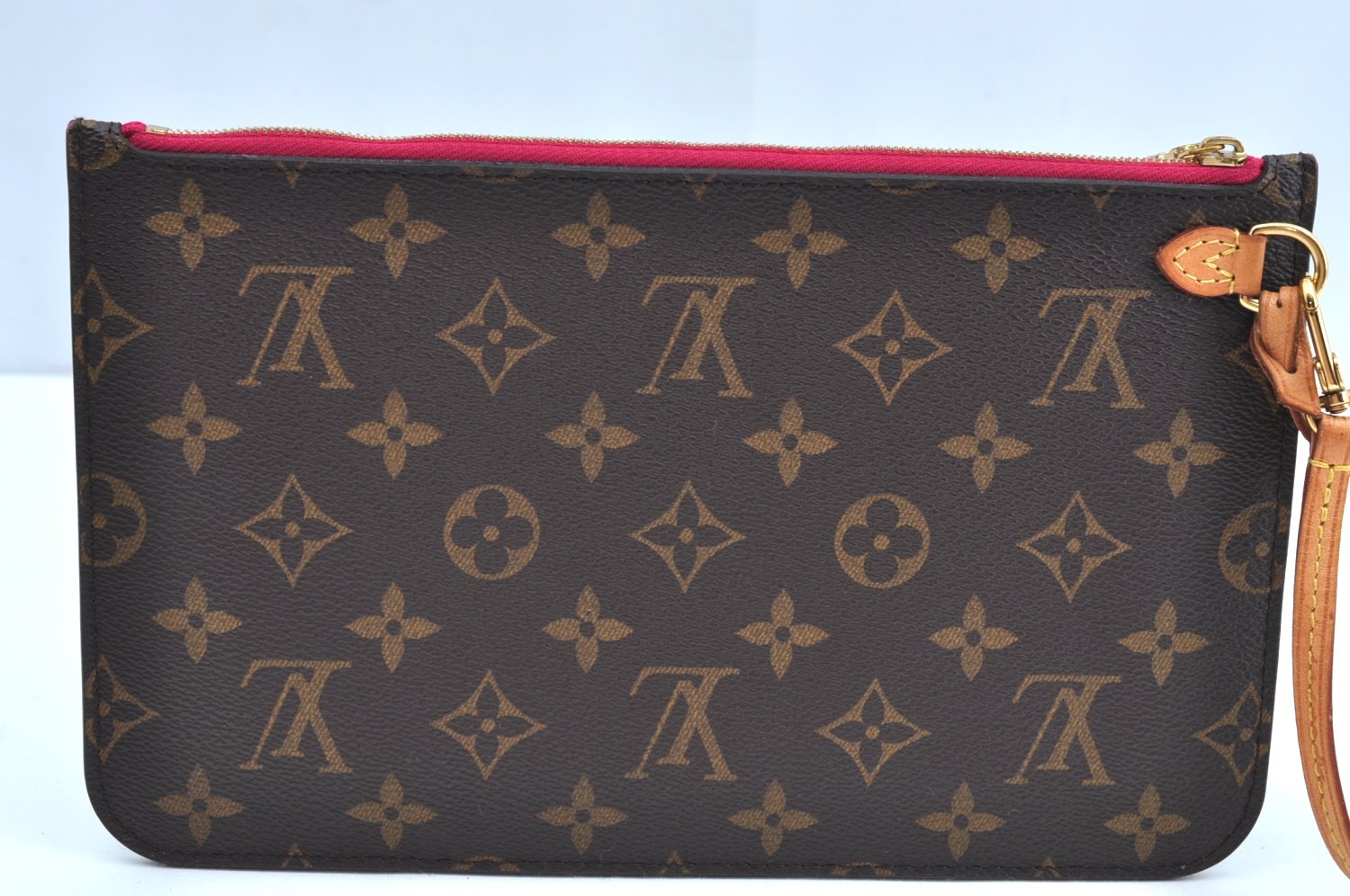 Authentic Louis Vuitton Monogram Neverfull Pouch Purse Clutch Bag Pink LV K4425
