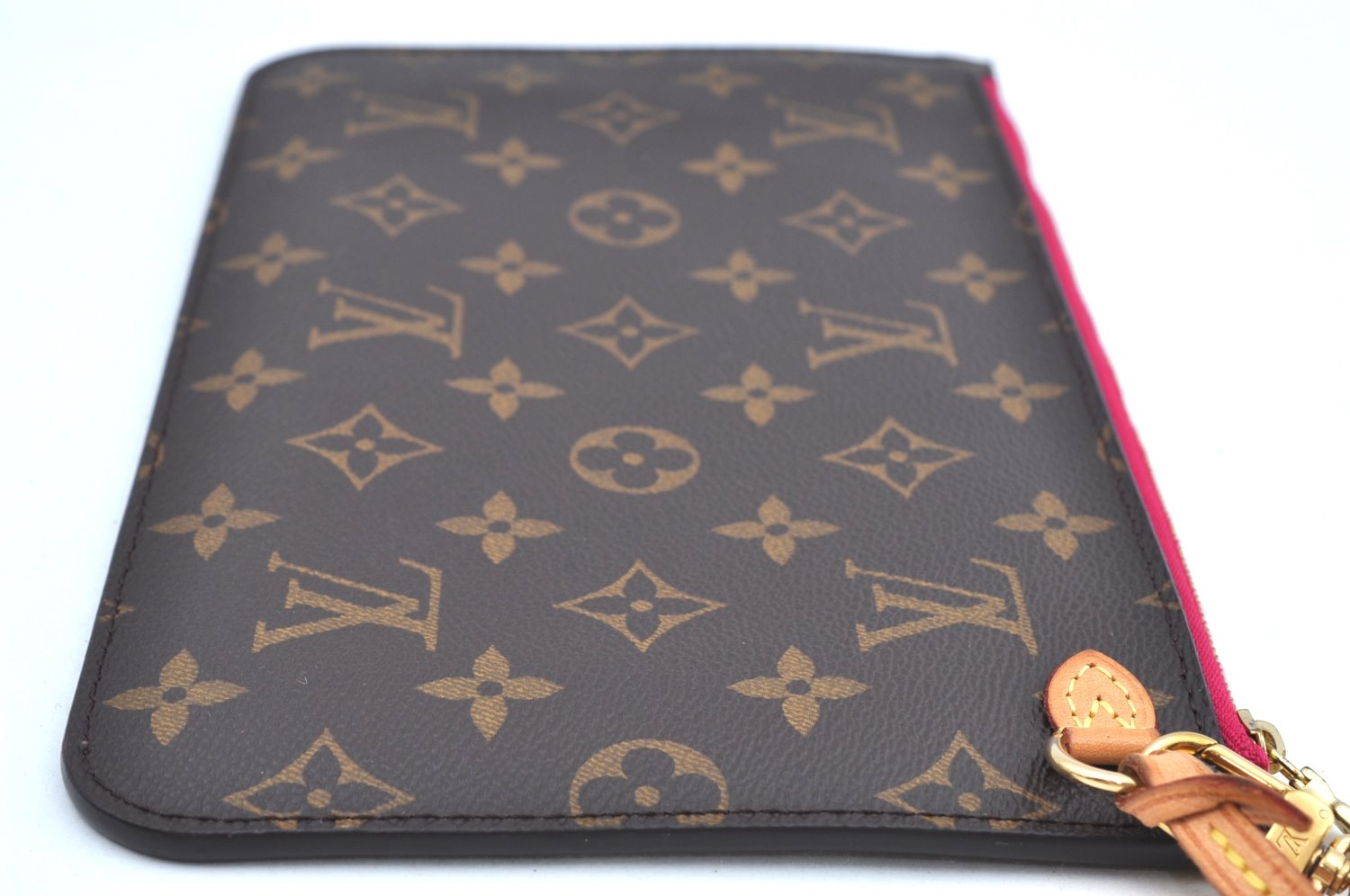 Authentic Louis Vuitton Monogram Neverfull Pouch Purse Clutch Bag Pink LV K4425