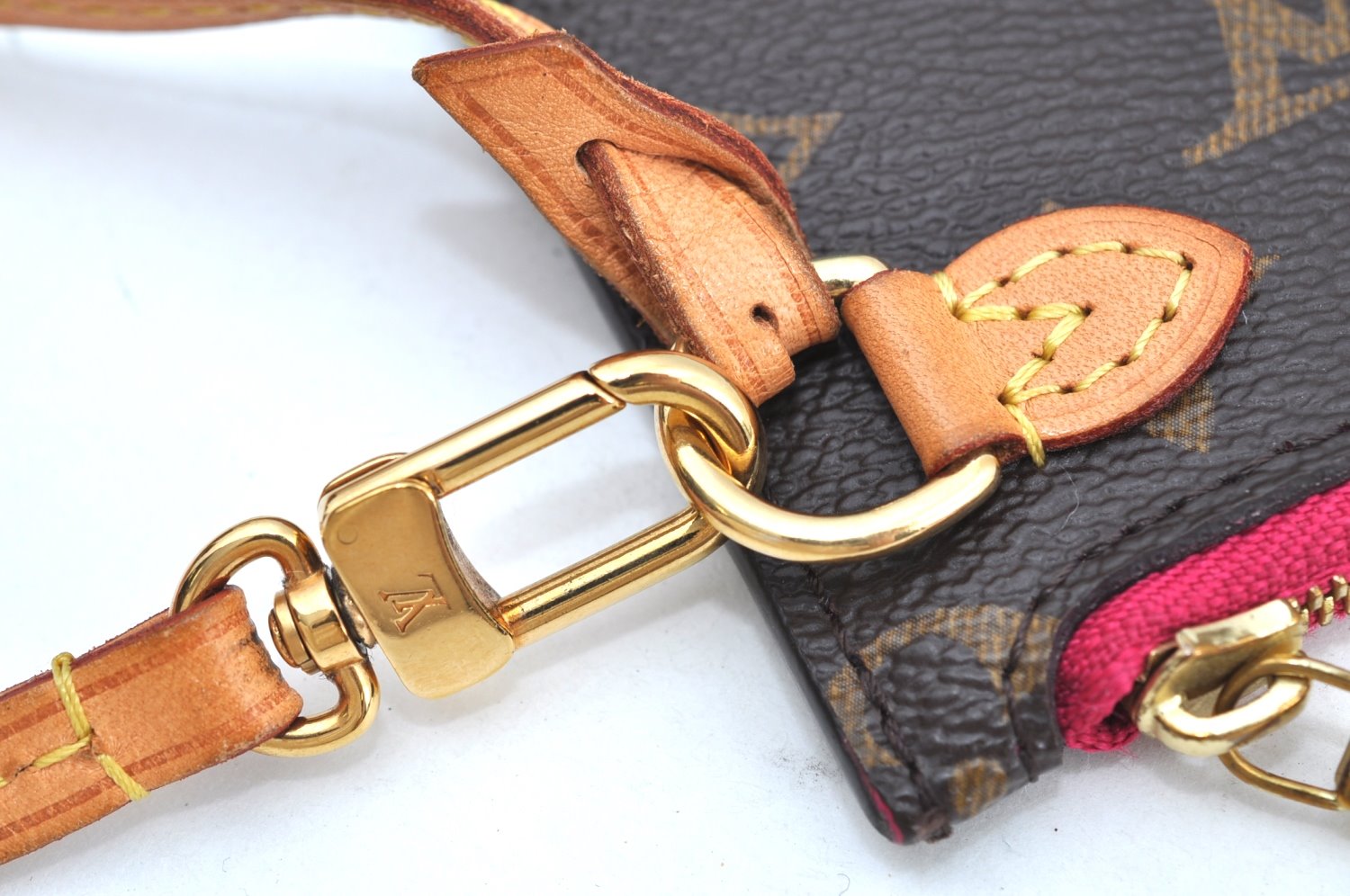 Authentic Louis Vuitton Monogram Neverfull Pouch Purse Clutch Bag Pink LV K4425