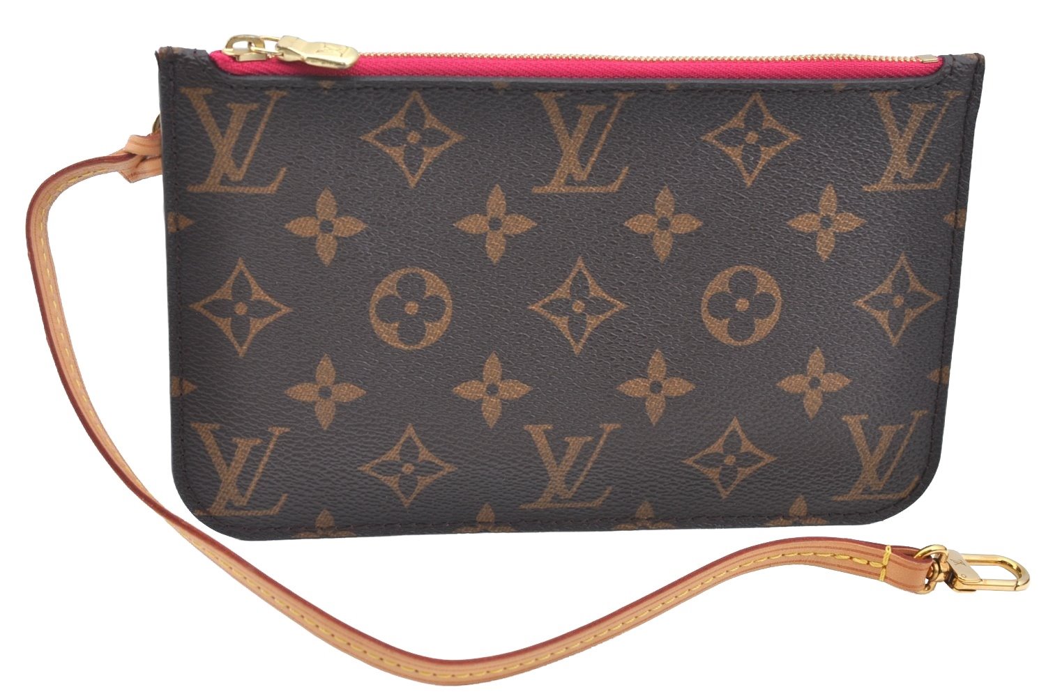 Authentic Louis Vuitton Monogram Neverfull Pouch Purse Clutch Bag Pink LV K4426