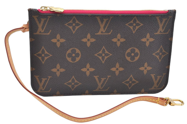 Authentic Louis Vuitton Monogram Neverfull Pouch Purse Clutch Bag Pink LV K4426