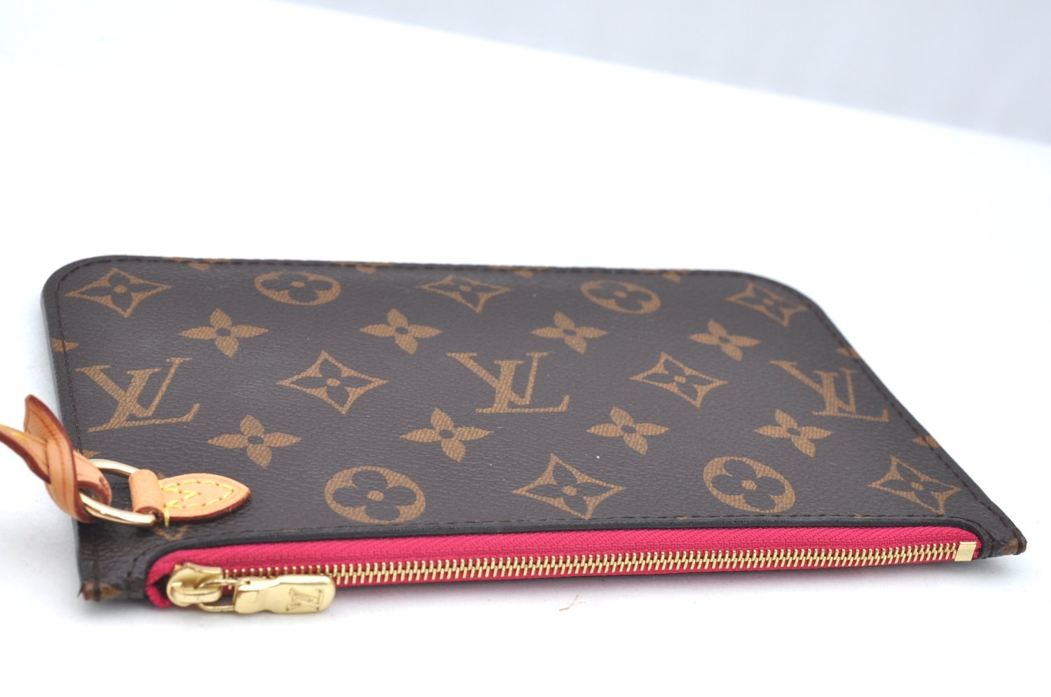 Authentic Louis Vuitton Monogram Neverfull Pouch Purse Clutch Bag Pink LV K4426