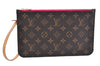 Authentic Louis Vuitton Monogram Neverfull Pouch Purse Clutch Bag Pink LV K4428