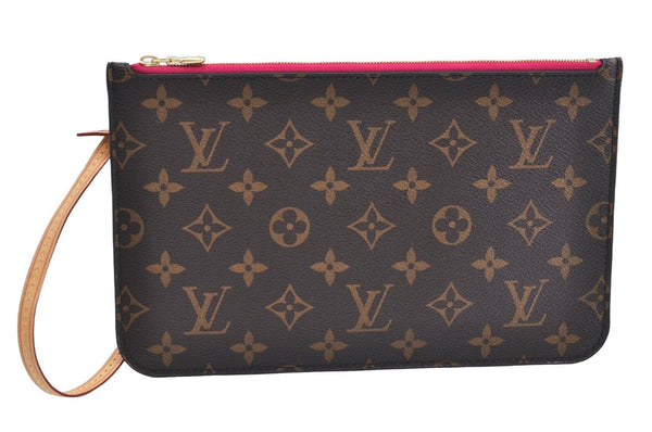 Authentic Louis Vuitton Monogram Neverfull Pouch Purse Clutch Bag Pink LV K4428