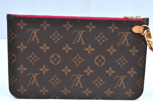 Authentic Louis Vuitton Monogram Neverfull Pouch Purse Clutch Bag Pink LV K4428