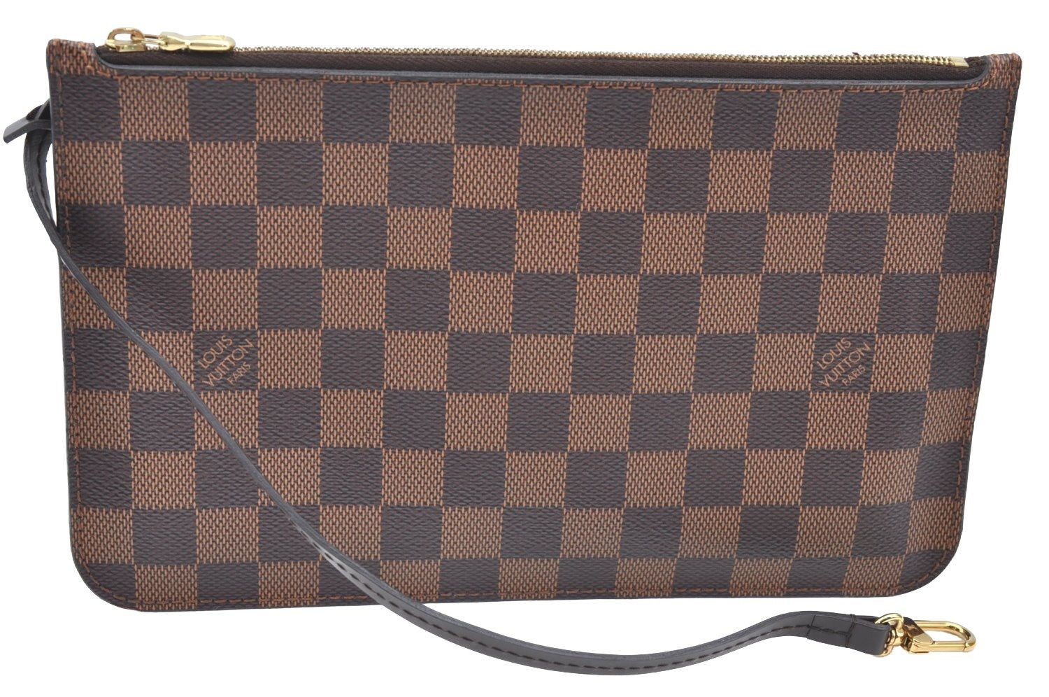 Auth Louis Vuitton Damier Neverfull Pouch Purse Clutch Rose Ballerine Pink K4440