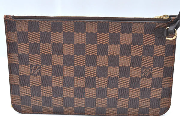 Auth Louis Vuitton Damier Neverfull Pouch Purse Clutch Rose Ballerine Pink K4440