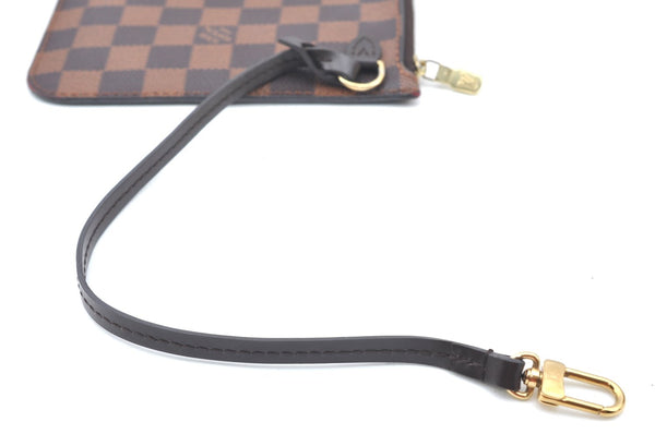 Auth Louis Vuitton Damier Neverfull Pouch Purse Clutch Rose Ballerine Pink K4440