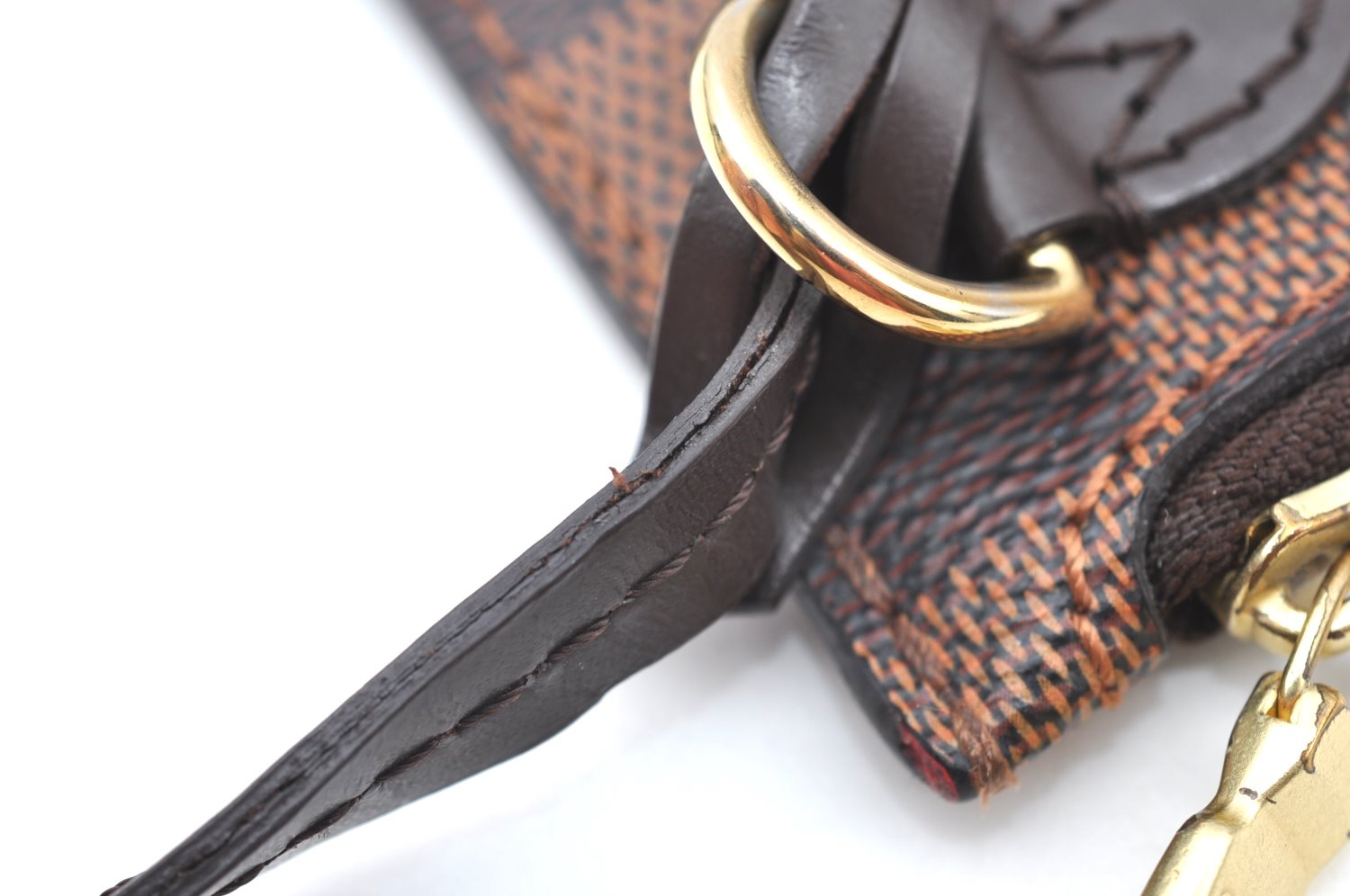 Auth Louis Vuitton Damier Neverfull Pouch Purse Clutch Rose Ballerine Pink K4440