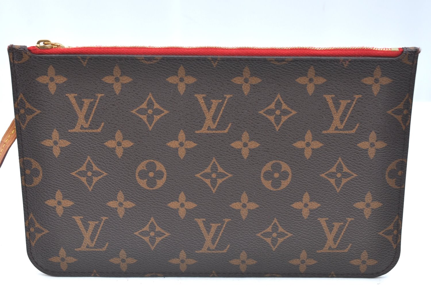 Authentic Louis Vuitton Monogram Neverfull Pouch Purse Clutch Bag Red LV K5865