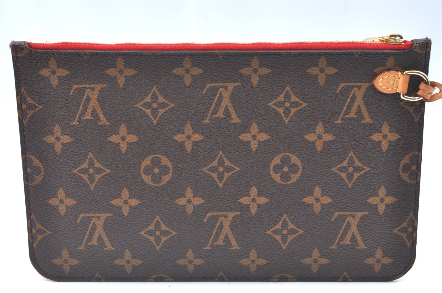 Authentic Louis Vuitton Monogram Neverfull Pouch Purse Clutch Bag Red LV K5865