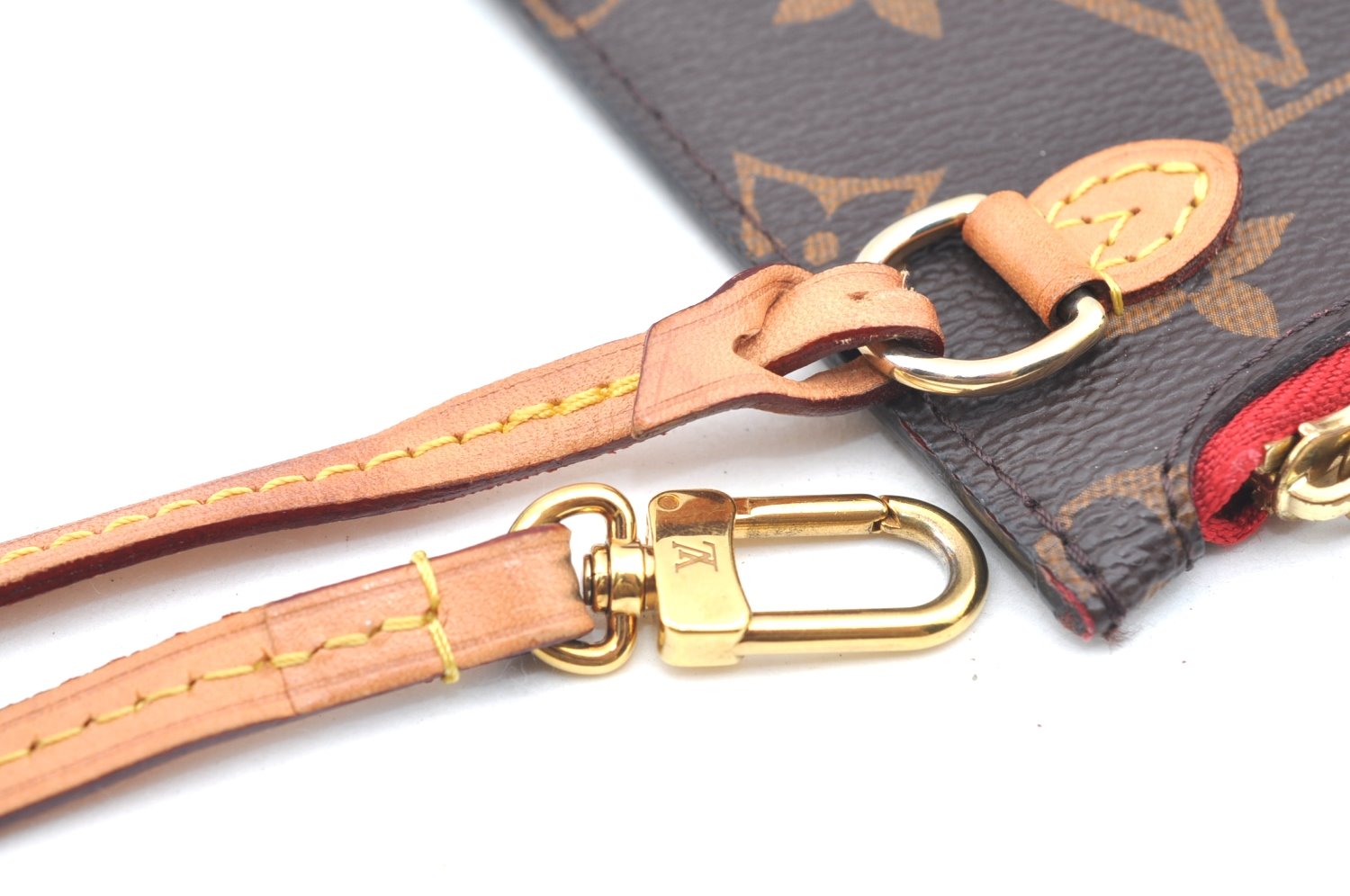 Authentic Louis Vuitton Monogram Neverfull Pouch Purse Clutch Bag Red LV K5865