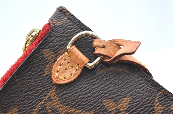 Authentic Louis Vuitton Monogram Neverfull Pouch Purse Clutch Bag Red LV K5865