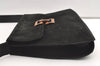 Authentic Salvatore Ferragamo Suede Leather Shoulder Hand Bag Purse Black 0000K