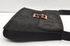 Authentic Salvatore Ferragamo Suede Leather Shoulder Hand Bag Purse Black 0000K