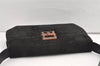 Authentic Salvatore Ferragamo Suede Leather Shoulder Hand Bag Purse Black 0000K