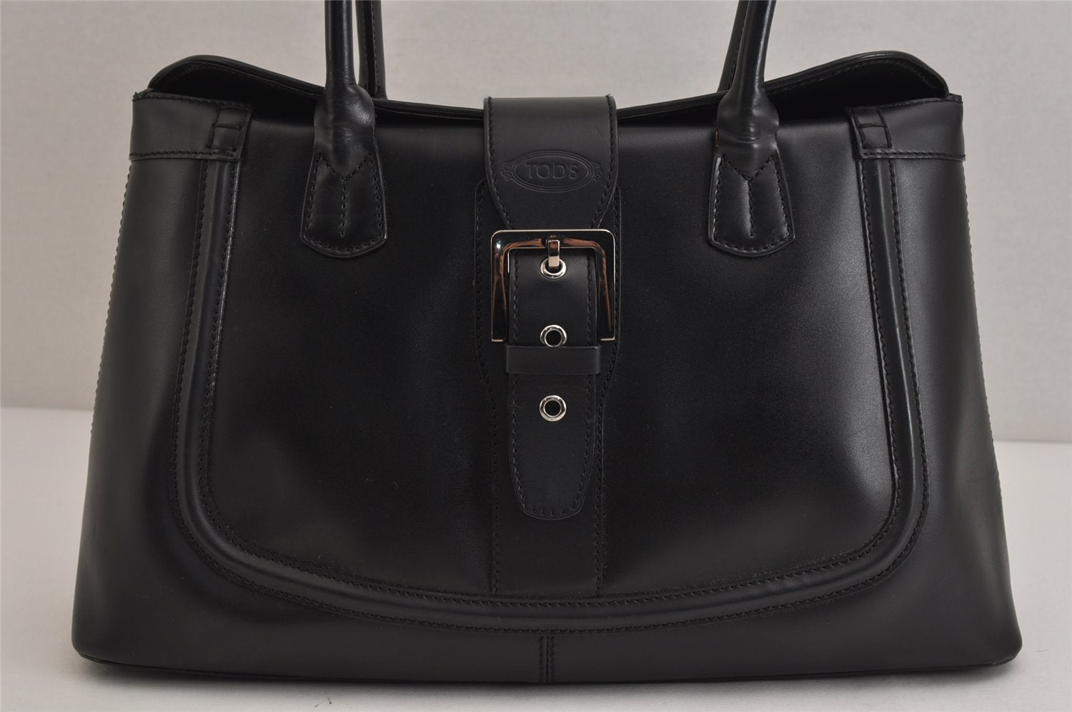 Authentic TODS Vintage Leather Shoulder Hand Bag Black 0003K