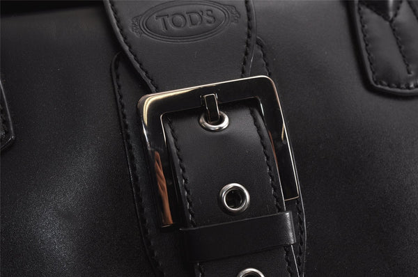 Authentic TODS Vintage Leather Shoulder Hand Bag Black 0003K