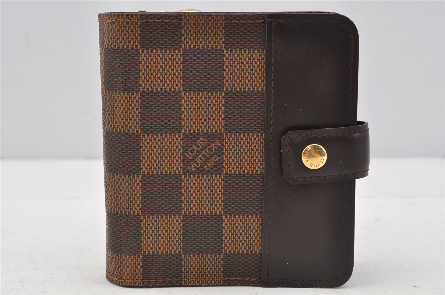 Authentic Louis Vuitton Damier Compact Zip Bifold Wallet Purse N61668 LV 0004J