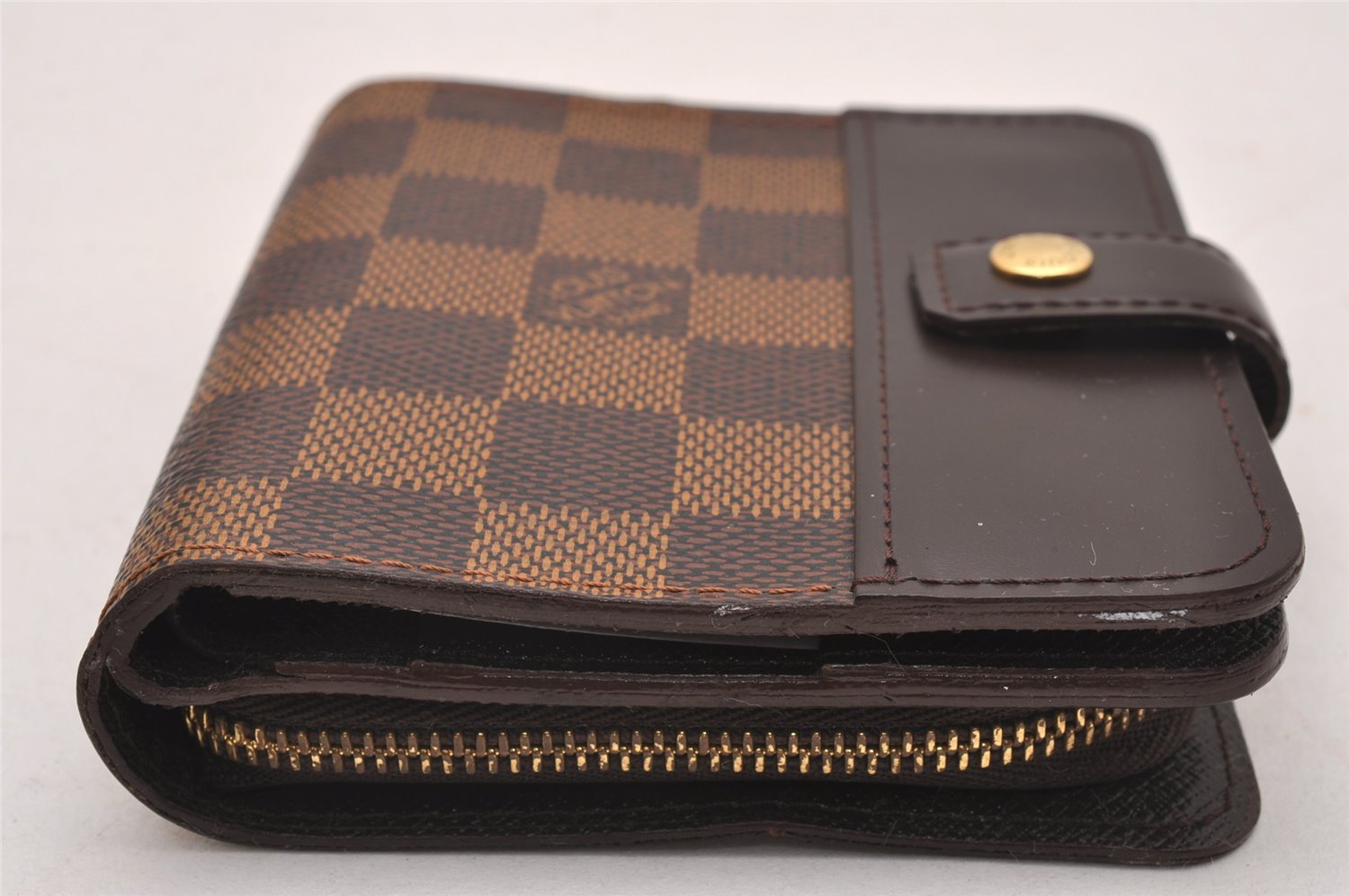 Authentic Louis Vuitton Damier Compact Zip Bifold Wallet Purse N61668 LV 0004J