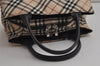 Authentic BURBERRY BLUE LABEL Check Hand Bag Purse Nylon Leather Beige 0004K