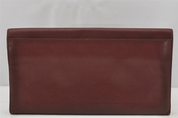 Authentic Cartier Must de Cartier Clutch Bag Purse Leather Bordeaux Red 0005J