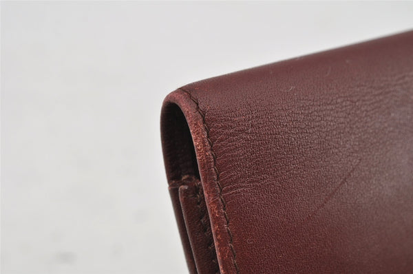 Authentic Cartier Must de Cartier Clutch Bag Purse Leather Bordeaux Red 0005J