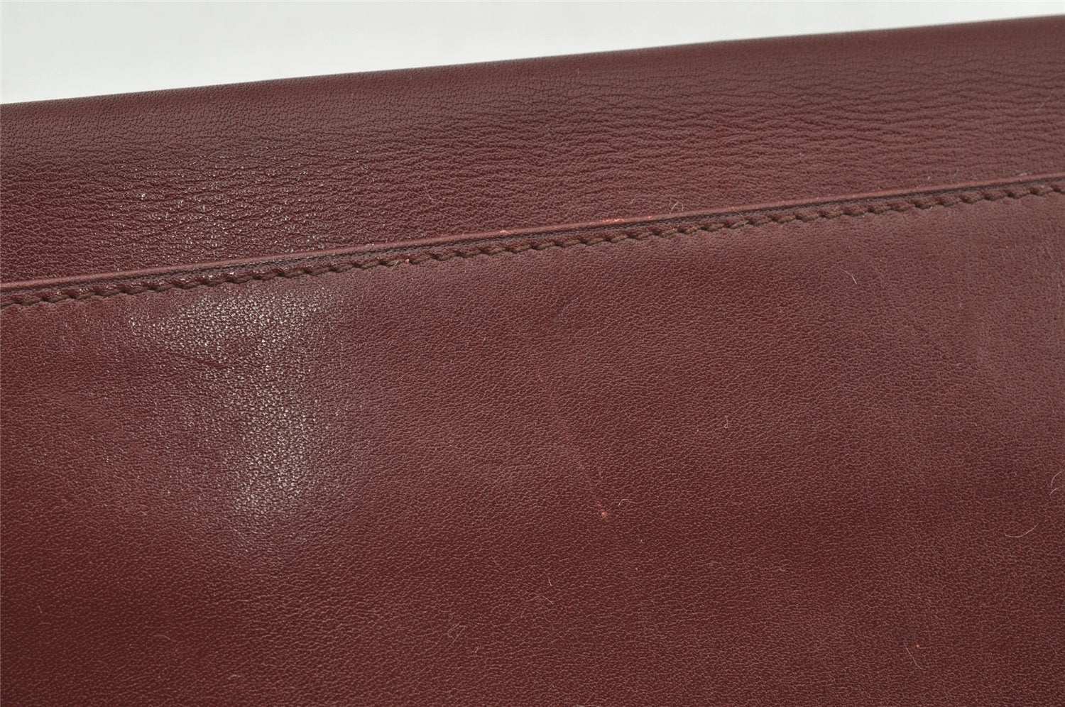 Authentic Cartier Must de Cartier Clutch Bag Purse Leather Bordeaux Red 0005J