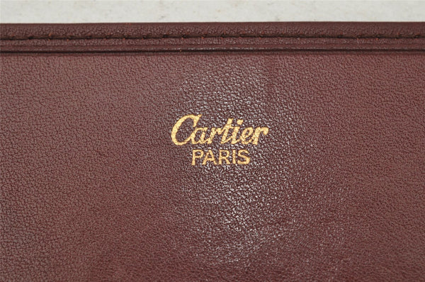 Authentic Cartier Must de Cartier Clutch Bag Purse Leather Bordeaux Red 0005J