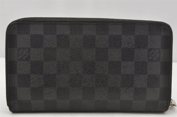 Authentic Louis Vuitton Damier Graphite Zippy Organizer Wallet N63077 LV 0006J