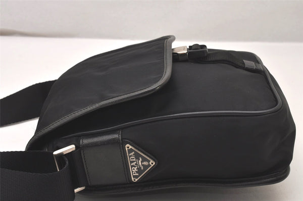 Authentic PRADA Nylon Tessuto Leather Shoulder Cross Body Bag Purse Black 0008J