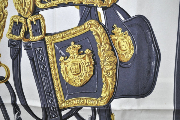 Authentic HERMES Carre 90 Scarf "BRIDES de GALA par" Silk Blue 0009J