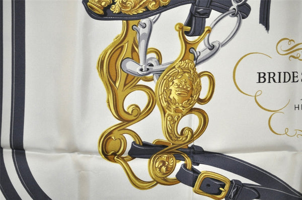 Authentic HERMES Carre 90 Scarf "BRIDES de GALA par" Silk Blue 0009J