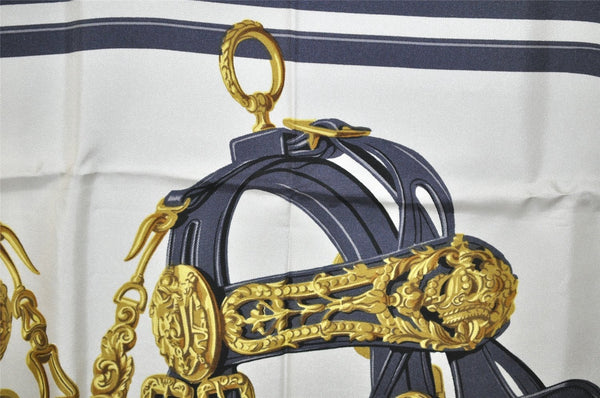 Authentic HERMES Carre 90 Scarf "BRIDES de GALA par" Silk Blue 0009J