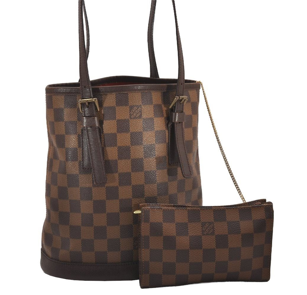 Authentic Louis Vuitton Damier Marais Bucket Shoulder Tote Bag N42240 LV 0013J