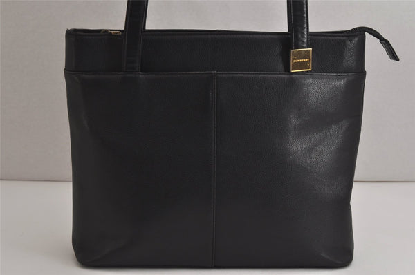Authentic BURBERRY Vintage Leather Shoulder Hand Bag Purse Black 0013K