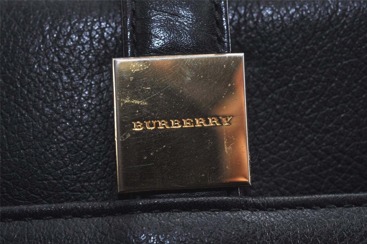 Authentic BURBERRY Vintage Leather Shoulder Hand Bag Purse Black 0013K