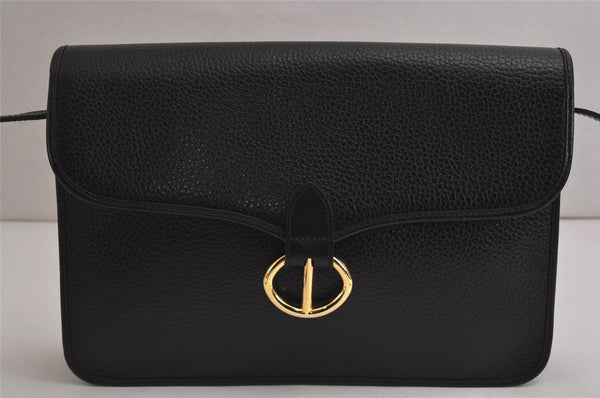 Authentic Christian Dior Shoulder Cross Body Bag Purse Leather Black 0014K