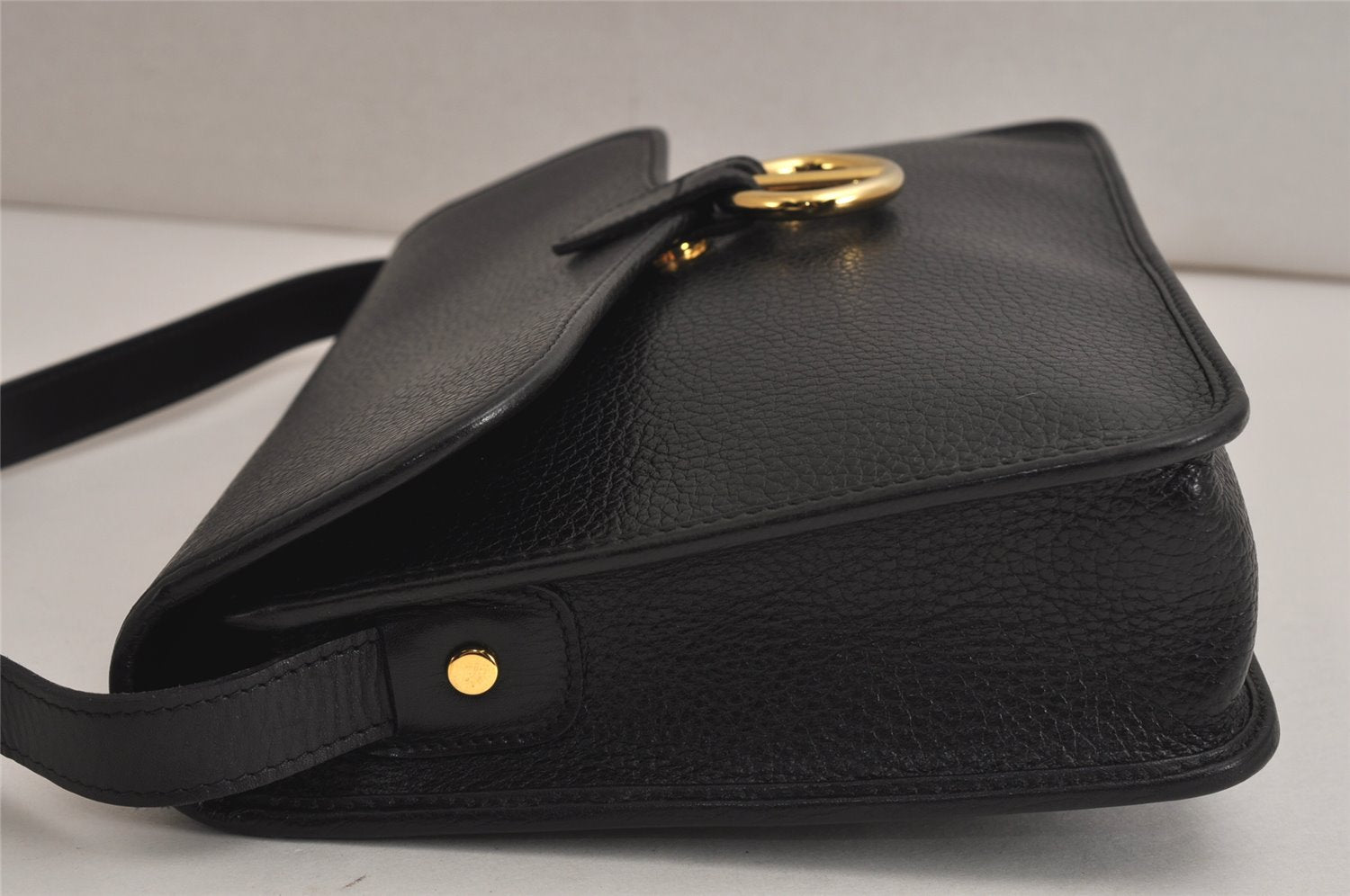 Authentic Christian Dior Shoulder Cross Body Bag Purse Leather Black 0014K