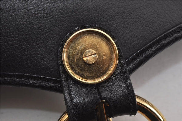 Authentic Christian Dior Shoulder Cross Body Bag Purse Leather Black 0014K