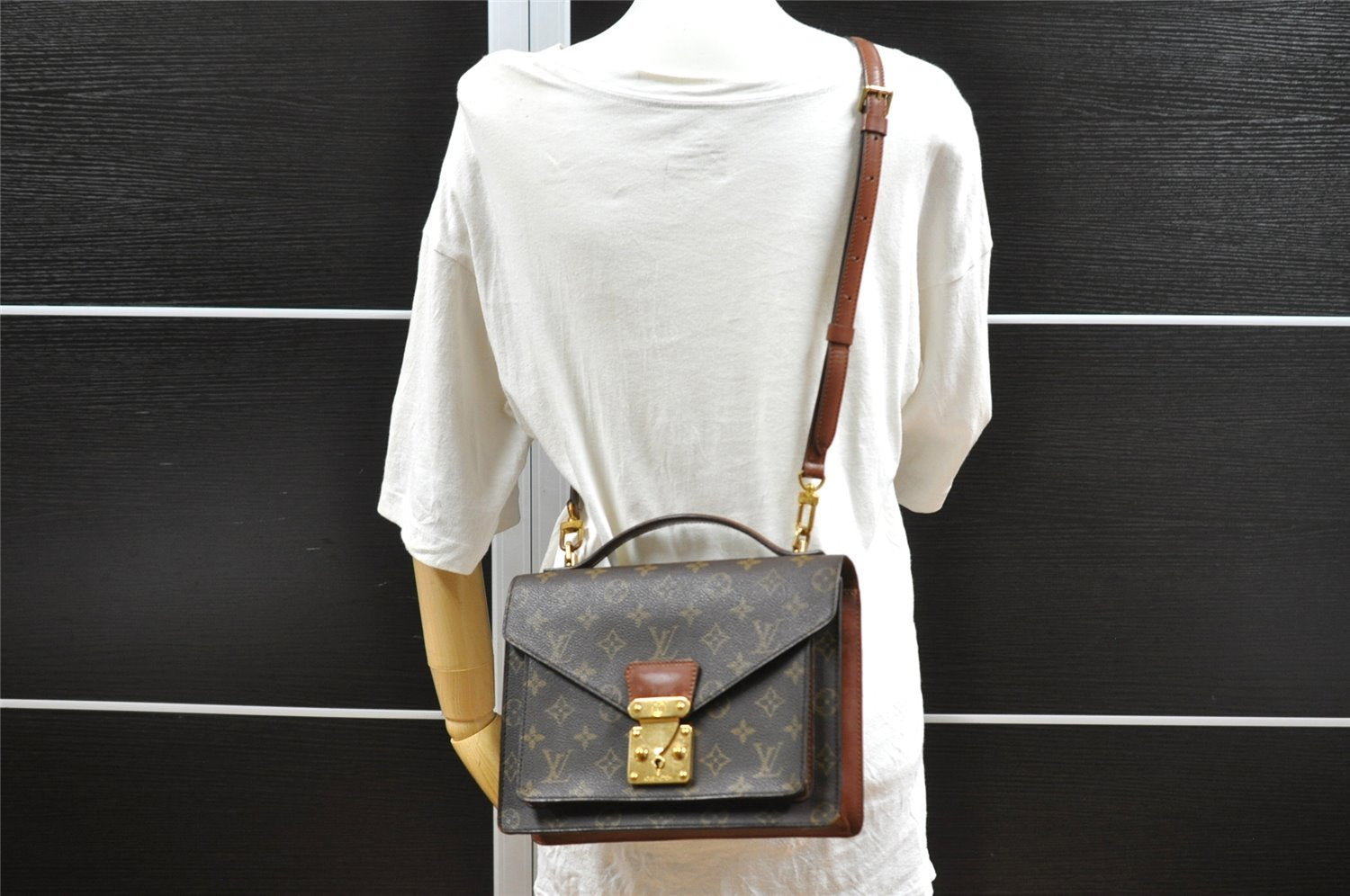 Authentic Louis Vuitton Monogram Monceau 2Way Shoulder Hand Bag M51187 LV 0015I