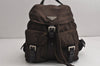 Authentic PRADA Vintage Nylon Tessuto Enamel Drawstring Backpack Brown 0015K