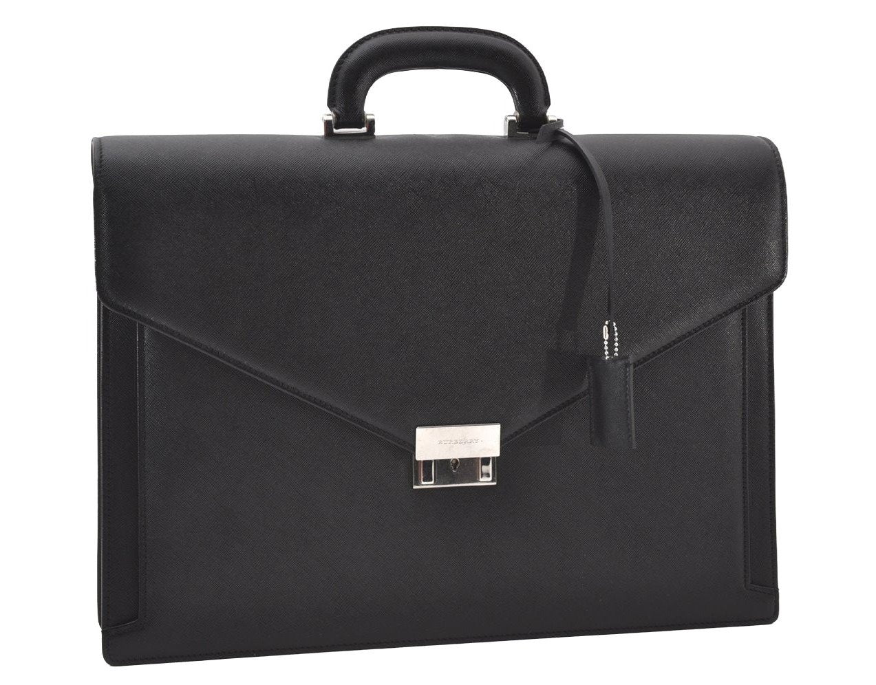 Authentic BURBERRY Vintage Leather BriefCase Business Bag Black 0016J