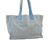 Authentic CHANEL New Travel Line Shoulder Tote Bag Nylon Leather Blue 0016K