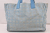 Authentic CHANEL New Travel Line Shoulder Tote Bag Nylon Leather Blue 0016K