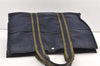 Authentic HERMES Fourre Tout GM Vintage Hand Tote Bag Canvas Navy Blue 0017K